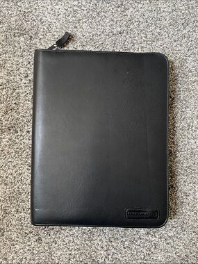 Perry Ellis Black Zip-Around Leather Portfolio